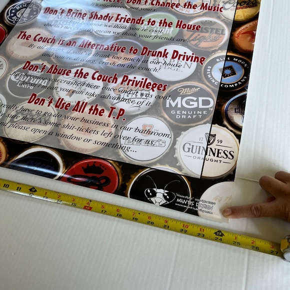 House Rules Beers Mantis Design Fraternity Drinking Classic VTG NEW 24x36 inch - Picture 3 of 7